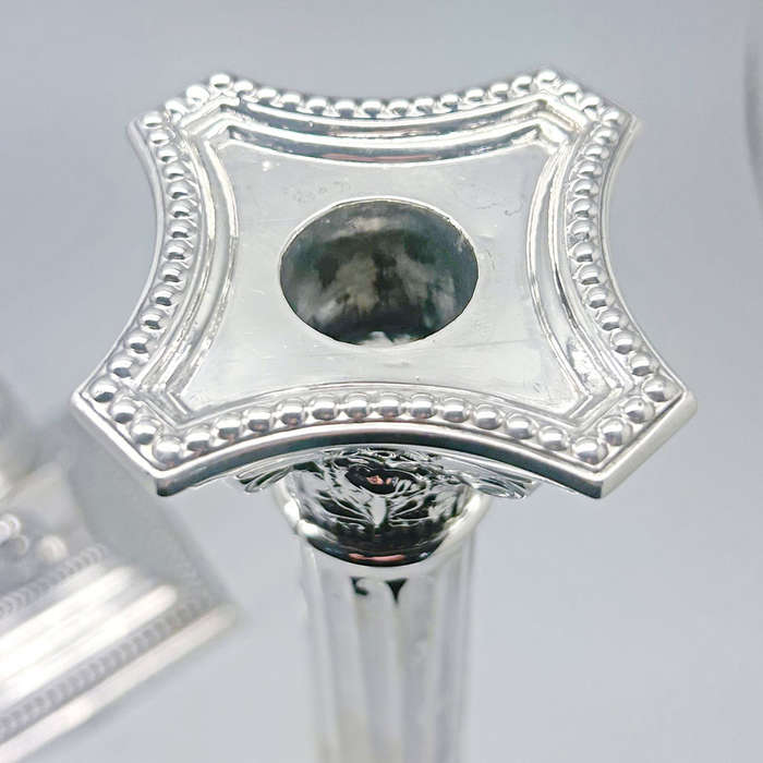 Hallmarked Silver Pair Candlesticks Birmingham 1902