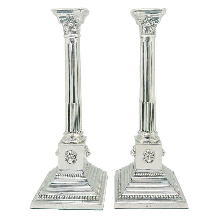 Hallmarked Silver Pair Candlesticks Birmingham 1902