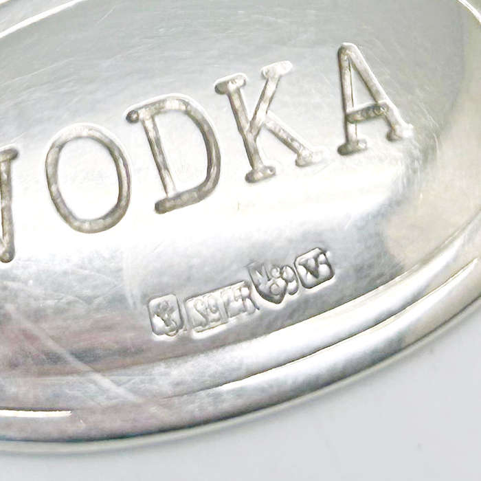 Hallmarked Silver Vodka Decanter Label