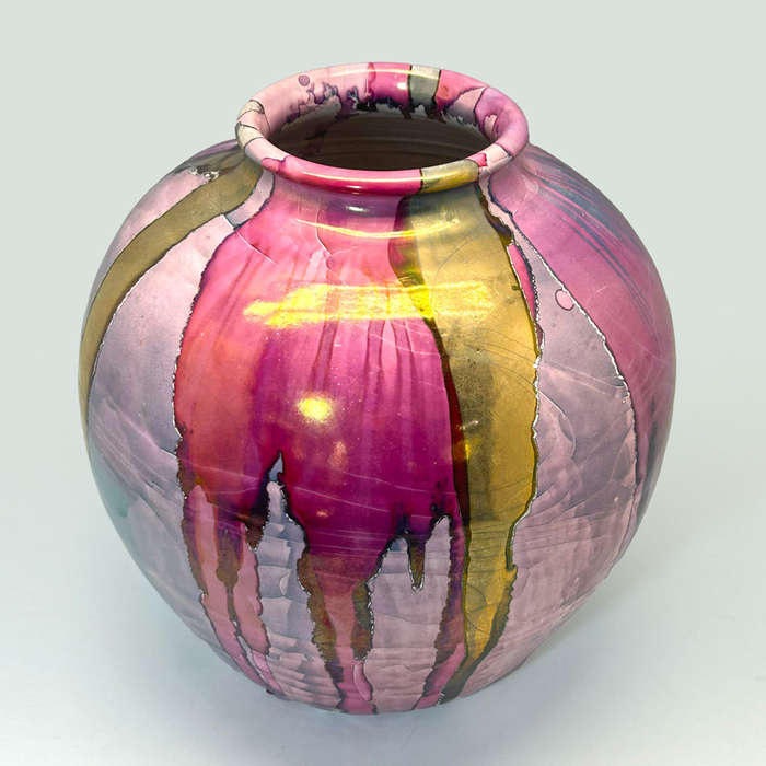 Mid Century Italian Polychrome Enamel Vase By Claudio Pulli C1970