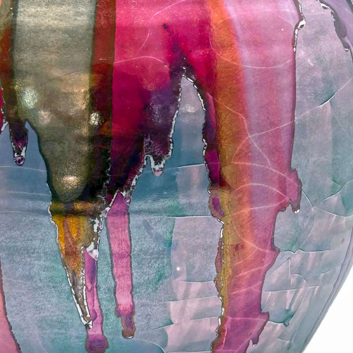 Mid Century Italian Polychrome Enamel Vase By Claudio Pulli C1970