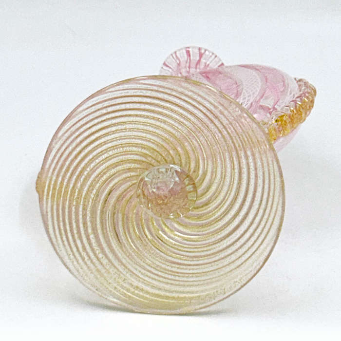 Murano Venetian Pink and White Zanfirico Latticino Perfume Bottle C1920