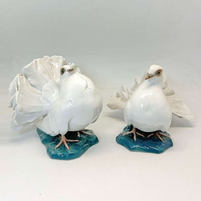 Rosenthal Pair Courting Doves Figurines Designed By Fritz Heinenreich C1950