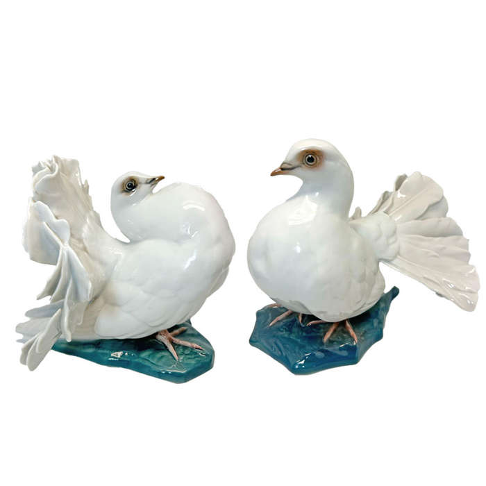 Rosenthal Pair Courting Doves Figurines Designed By Fritz Heinenreich C1950