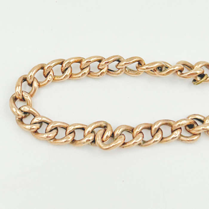 Victorian 9ct Gold Curb Chain Bracelet and Heart Padlock Clasp