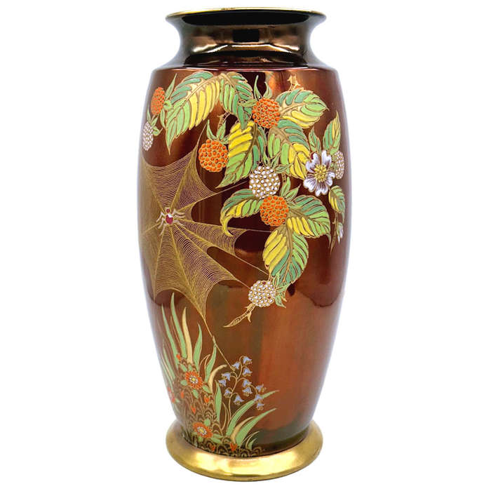 Carlton Ware Chinoiserie Rouge Royale Spiderweb Large Vase