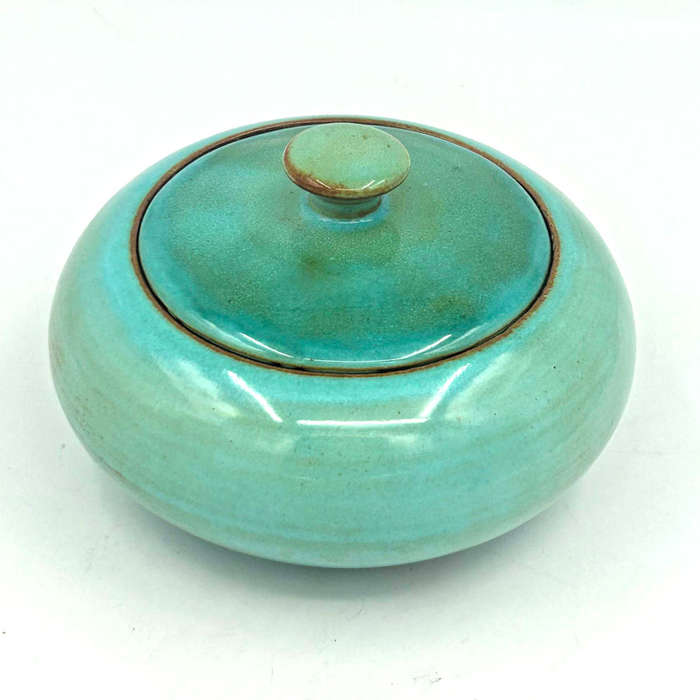 Linnware Green Glaze Bowl and Cover