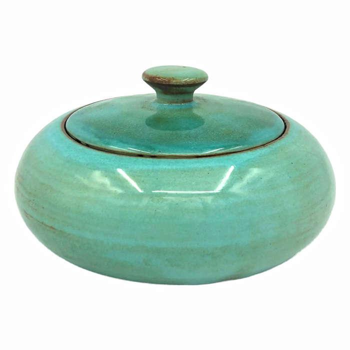 Linnware Green Glaze Bowl and Cover