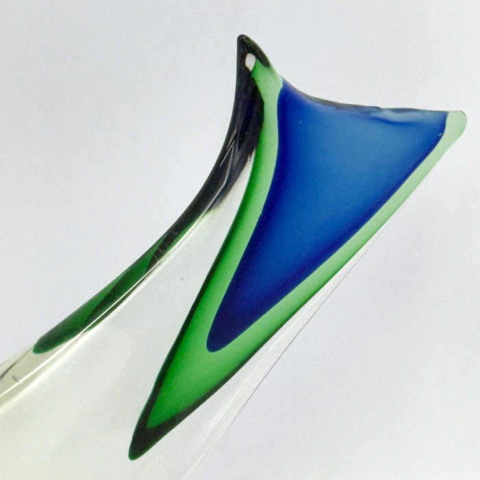 Murano Large Fish Clear Glass With Blue and Green 20th