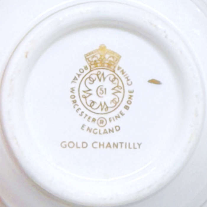 Royal Worcester Gold Chantilly Demitasse Duo