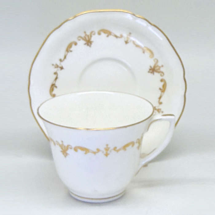 Royal Worcester Gold Chantilly Demitasse Duo