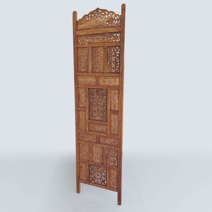 Mid-Century 4 Panels Teak Room Divider Fine Asian Carved