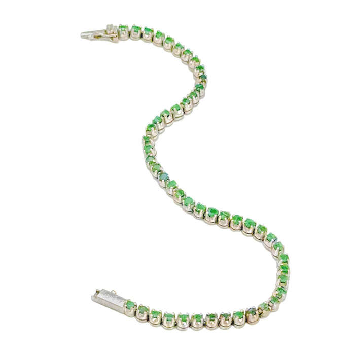 14Ct White Gold Tennis Bracelet  Set  Claw Set Emeralds
