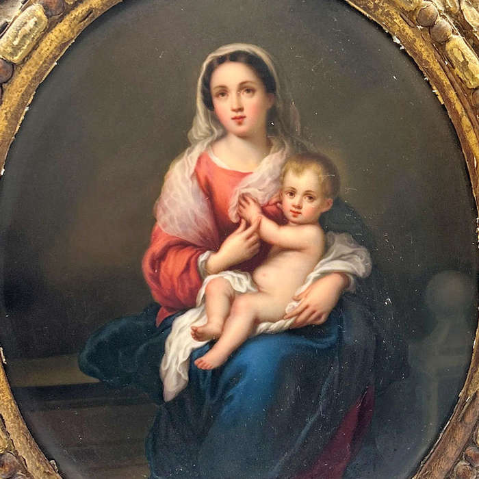 KPM Berlin Sistine Madonna  Framed Wall Plaque C1840