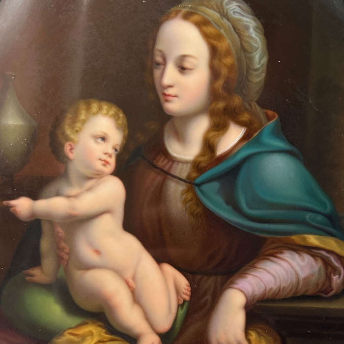 KPM Madonna Della Seggiola Framed Wall Plaque C1840