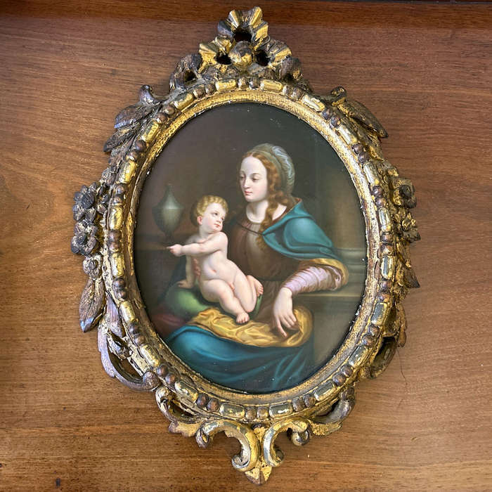 KPM Madonna Della Seggiola Framed Wall Plaque C1840