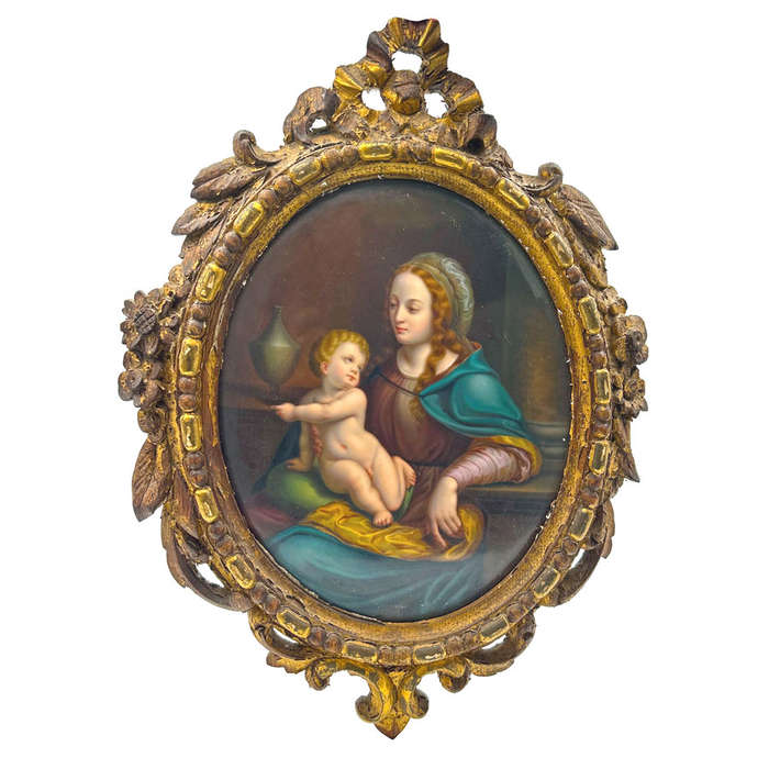 KPM Madonna Della Seggiola Framed Wall Plaque C1840