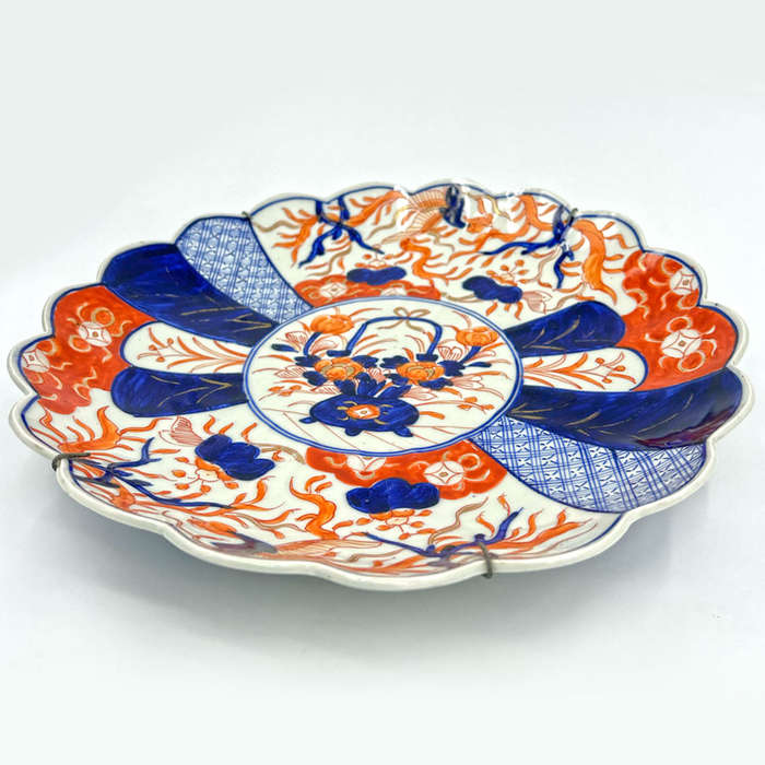 Large Imari Japanese Meiji Period Central Basket Of Flowers Wall Charger C1868