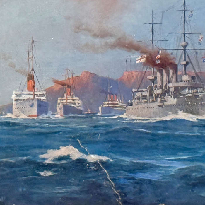 Maurice Randall 1865-1950 Table Mountain Bay With Boats