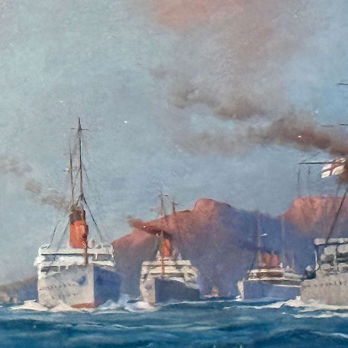 Maurice Randall 1865-1950 Table Mountain Bay With Boats