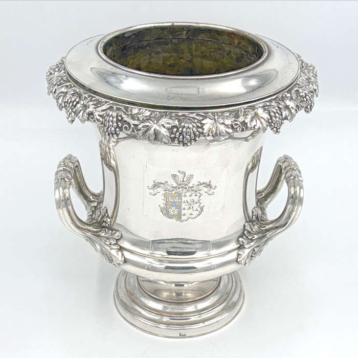 Sheffield Silver Plate Twin Handle Wine Cooler Of Campana Form 19th