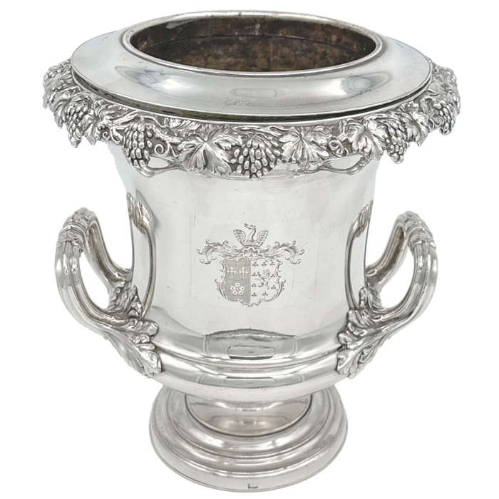 Sheffield Silver Plate Twin Handle Wine Cooler Of Campana Form 19th