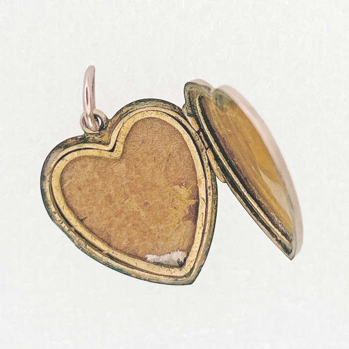Edwardian 9Ct Gold Large Heart Locket With Star Burst Set Diamond