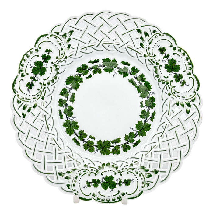 Meissen Reticulated Voller Gruner Weinkranz Vine Leaf Plate