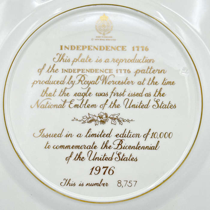 Royal Worcester Hand Painted The Independence Wall Plate 1976