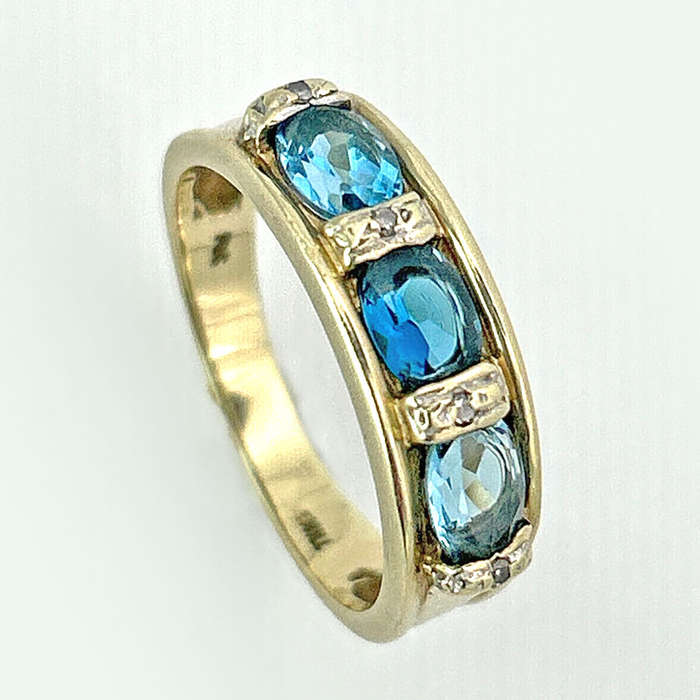 9CT Gold Sapphire Ring With Diamond Accents