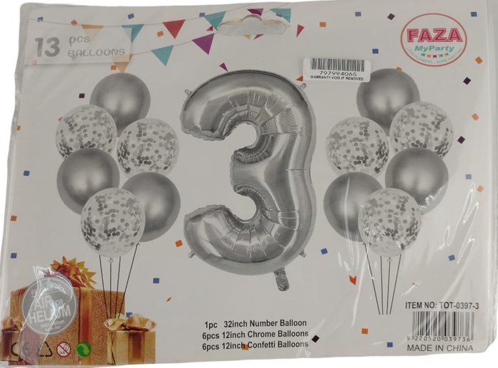 Casey 13pc Silver and White Balloon Set Nr.3