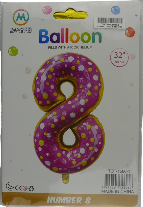 Casey 102cm Donut Balloon Number 8