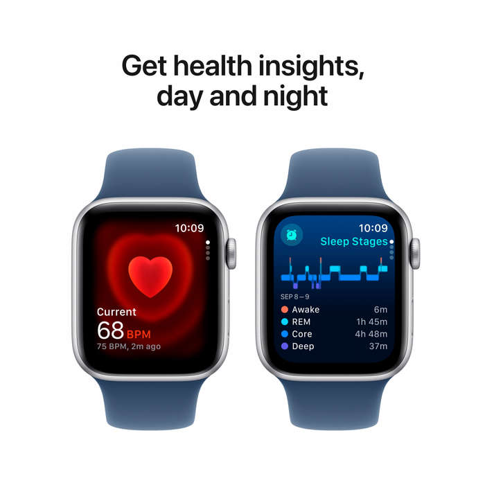 Apple Watch SE GPS + Cellular 40mm Silver Aluminium Case with Denim Sport Band - S/M,Model A2725