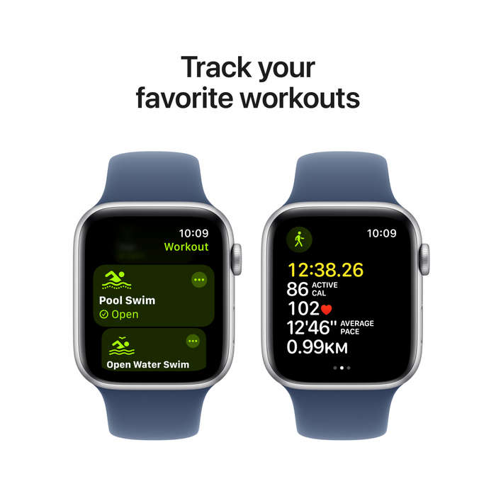 Apple Watch SE GPS + Cellular 40mm Silver Aluminium Case with Denim Sport Band - S/M,Model A2725