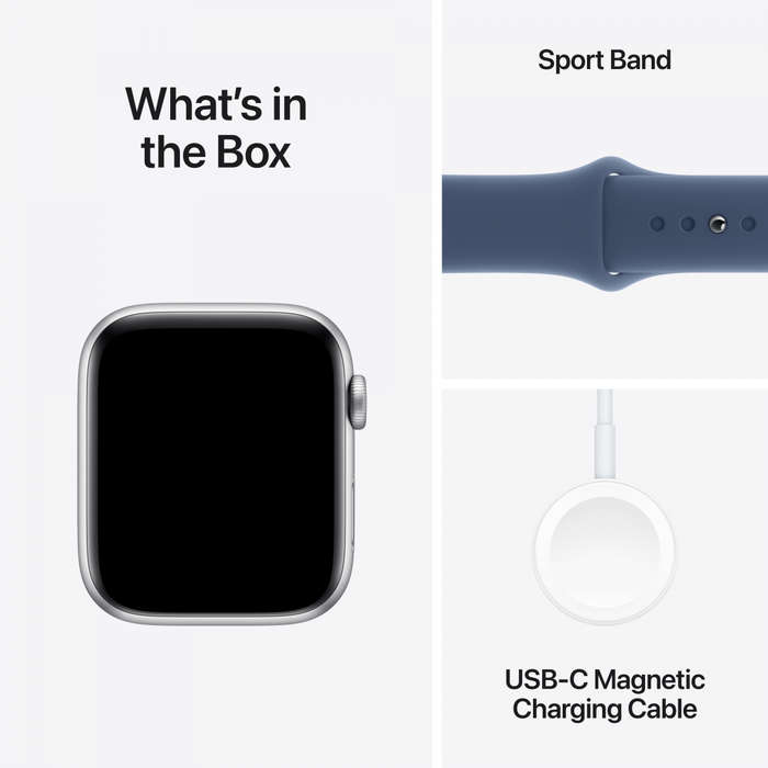 Apple Watch SE GPS + Cellular 40mm Silver Aluminium Case with Denim Sport Band - S/M,Model A2725