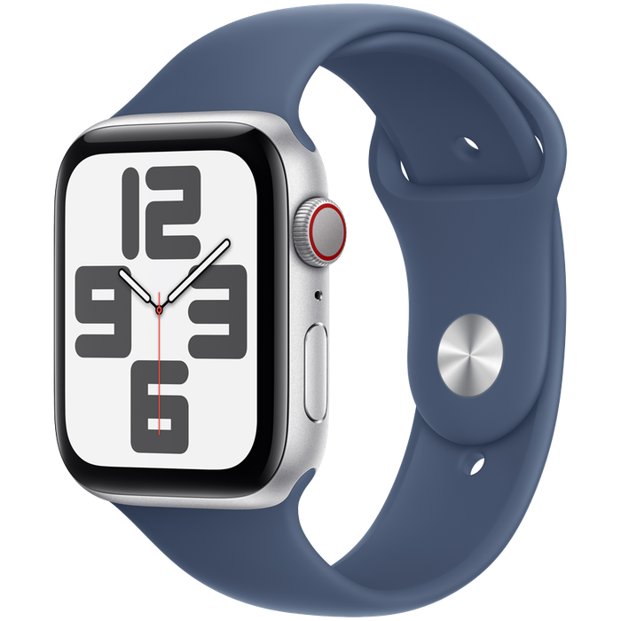 Apple Watch SE GPS + Cellular 40mm Silver Aluminium Case with Denim Sport Band - S/M,Model A2725