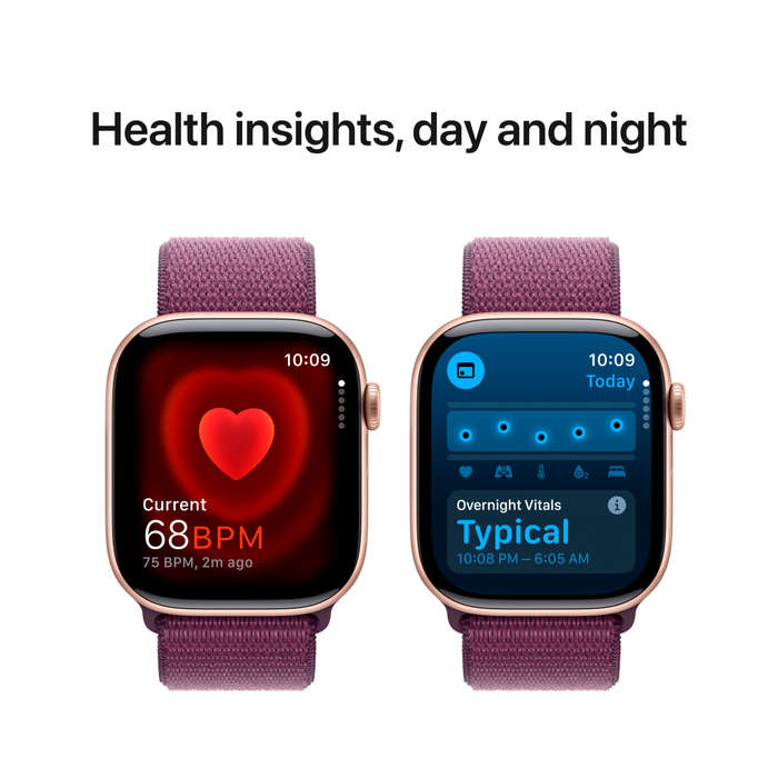 Apple Watch Series 10 GPS + Cellular 42mm Rose Gold Aluminium Case with Plum Sport Loop,Model A3001