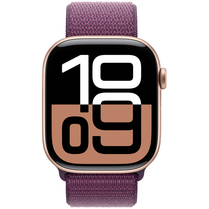 Apple Watch Series 10 GPS + Cellular 42mm Rose Gold Aluminium Case with Plum Sport Loop,Model A3001