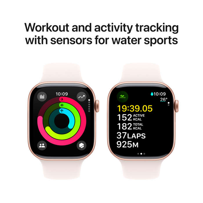 Apple Watch Series 10 GPS + Cellular 46mm Rose Gold Aluminium Case with Light Blush Sport Band - ...