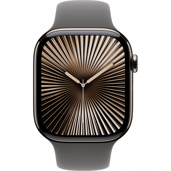 Apple Watch Series 10 GPS + Cellular 46mm Natural Titanium Case with Stone Grey Sport Band - S/M,...