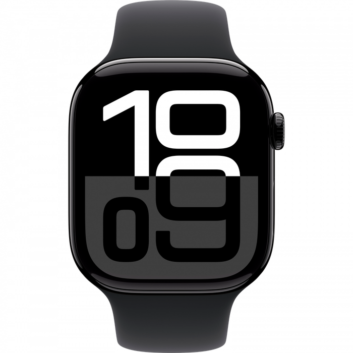 Apple Watch Series 10 GPS + Cellular 42mm Jet Black Aluminium Case with Black Sport Band - S/M,Mo...