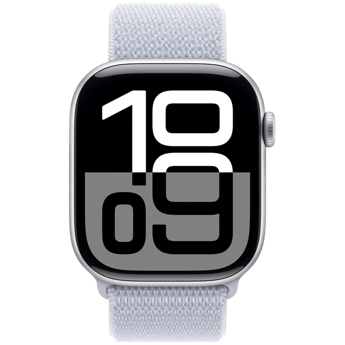 Apple Watch Series 10 GPS + Cellular 46mm Silver Aluminium Case with Blue Cloud Sport Loop,Model ...