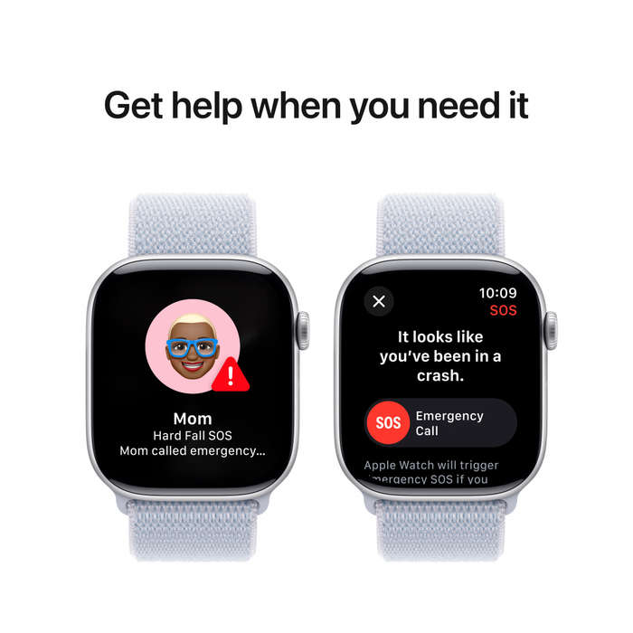 Apple Watch Series 10 GPS + Cellular 46mm Silver Aluminium Case with Blue Cloud Sport Loop,Model ...