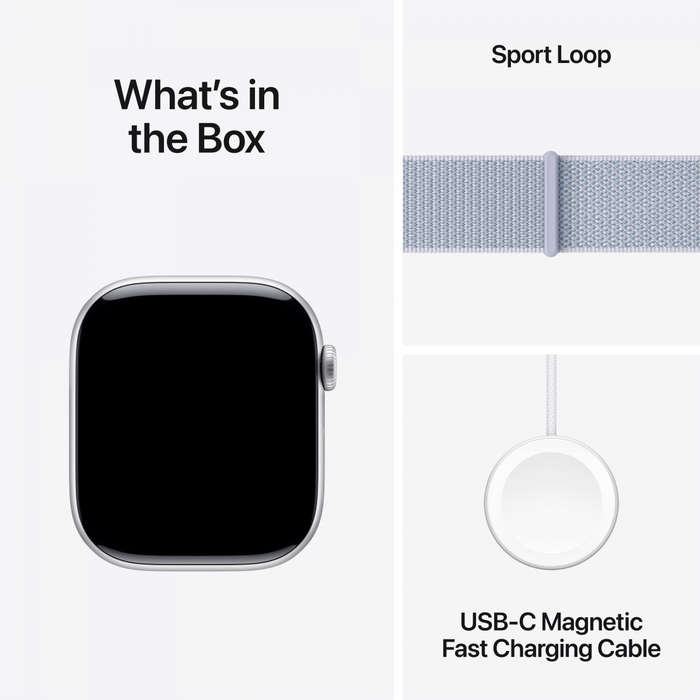 Apple Watch Series 10 GPS + Cellular 46mm Silver Aluminium Case with Blue Cloud Sport Loop,Model ...