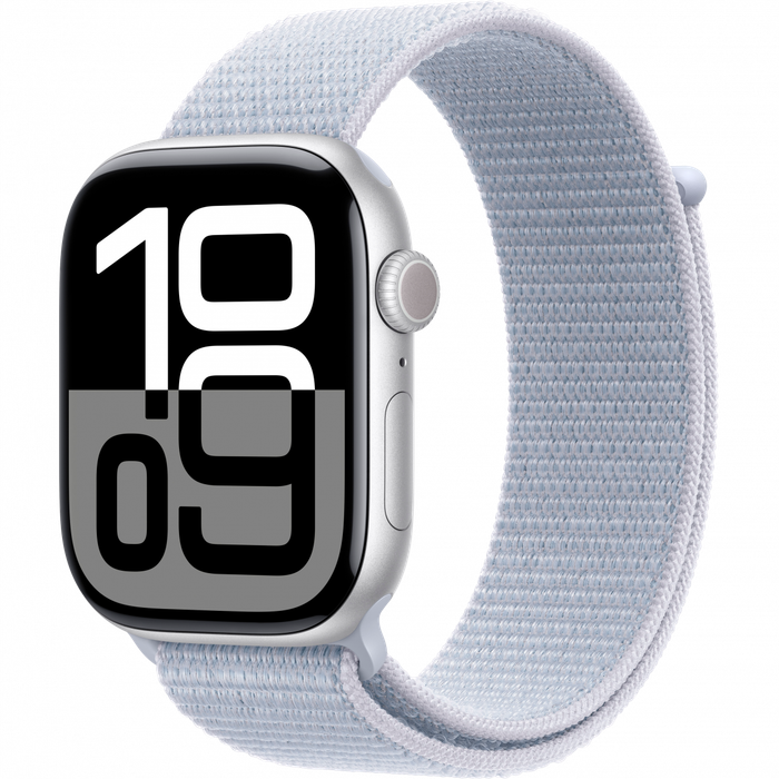 Apple Watch Series 10 GPS + Cellular 42mm Silver Aluminium Case with Blue Cloud Sport Loop,Model ...