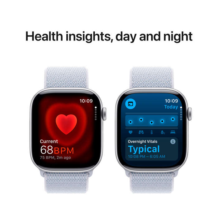 Apple Watch Series 10 GPS + Cellular 42mm Silver Aluminium Case with Blue Cloud Sport Loop,Model ...