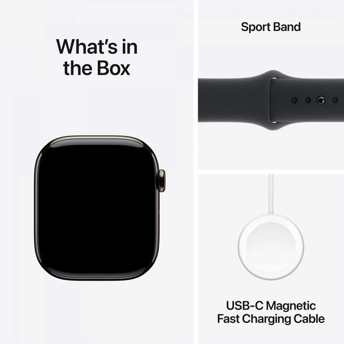 Apple Watch Series 10 GPS + Cellular 42mm Slate Titanium Case with Black Sport Band - S/M,Model A...