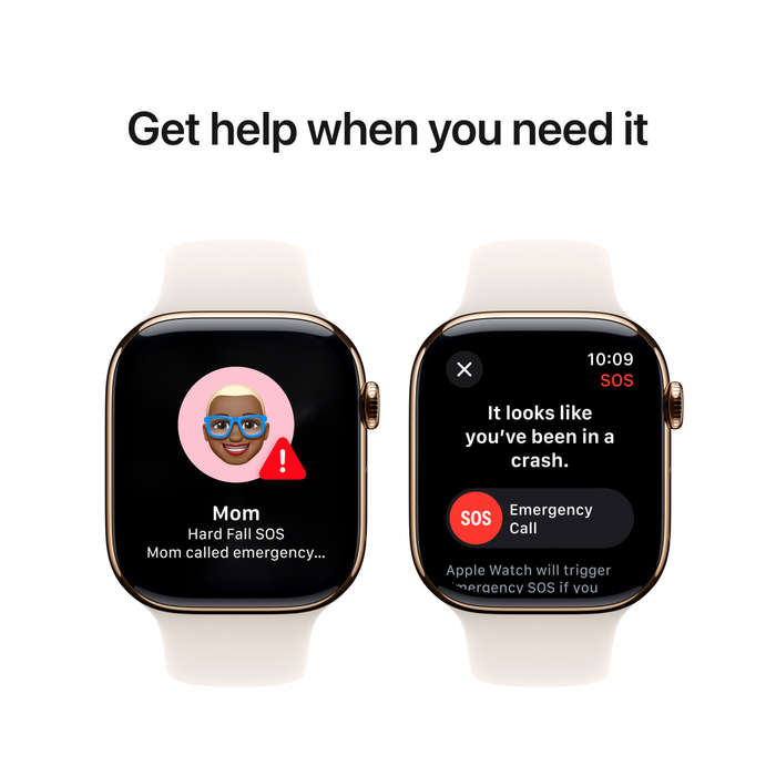 Apple Watch Series 10 GPS + Cellular 42mm Gold Titanium Case with Starlight Sport Band - S/M,Mode...