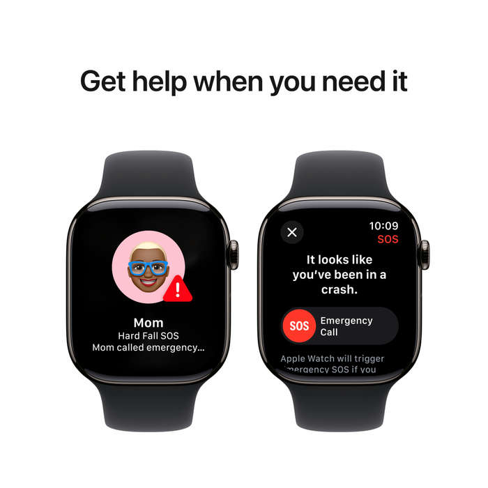 Apple Watch Series 10 GPS + Cellular 46mm Slate Titanium Case with Black Sport Band - S/M,Model A...