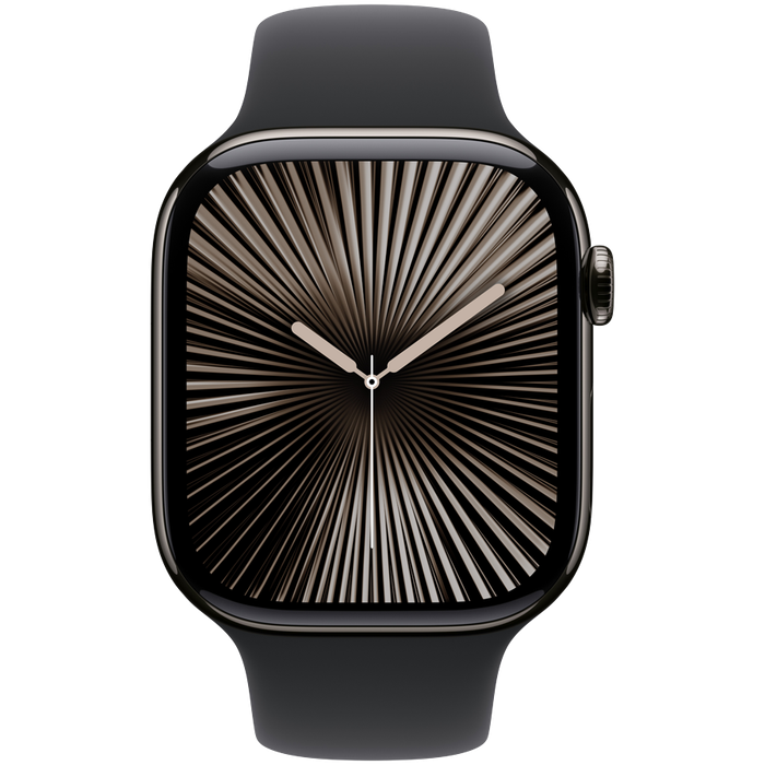 Apple Watch Series 10 GPS + Cellular 46mm Slate Titanium Case with Black Sport Band - S/M,Model A...